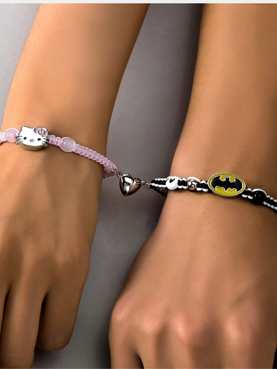 Парные магнитные браслеты "Hello Kitty" и "Batman" аксессуар для двоих, 2 шт