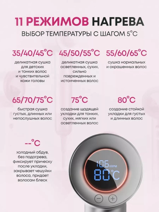 Фен для волос Leafless Hair Dryer,Dison стайлер, 1 насадок, сушка и укладка волос