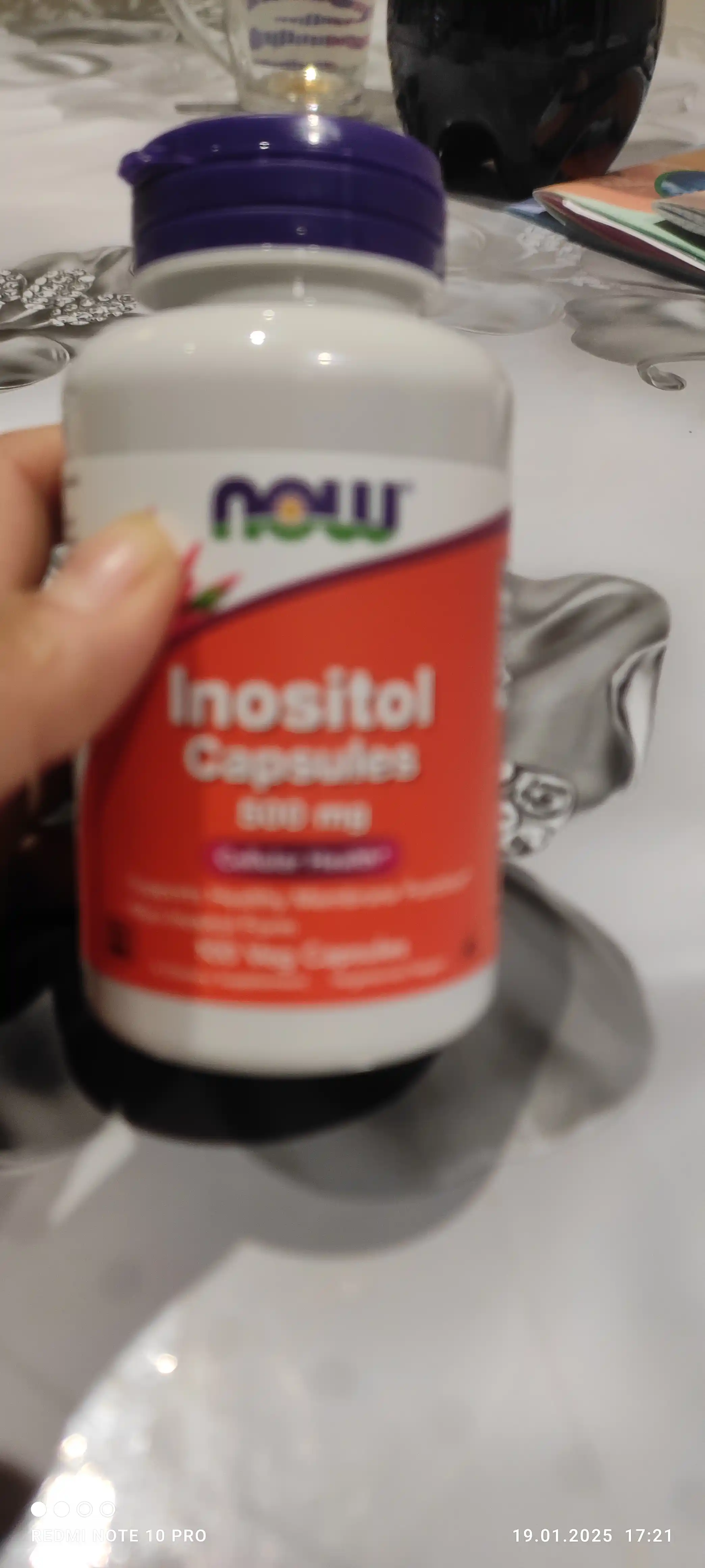 Inositol NOW Supplements 500 mg, membrana va hujayra salomatligi, 100 kapsula, Halol