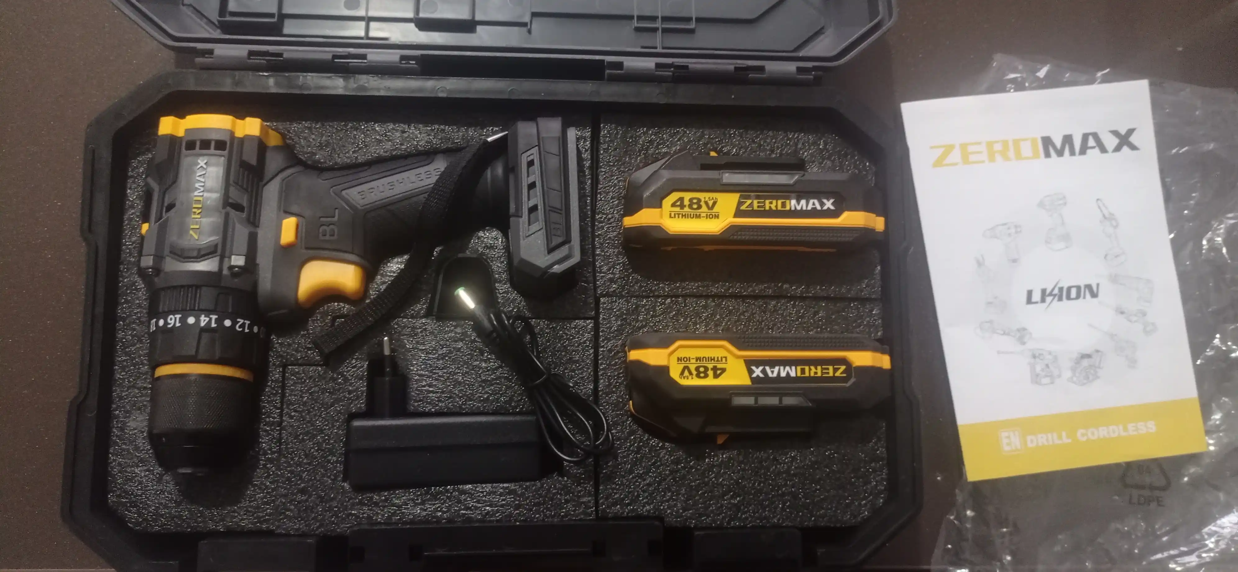 Simsiz shurup buragich ZEROMAX Professional X-Lock buragichi,48V,10 mm,akkumulyatorli