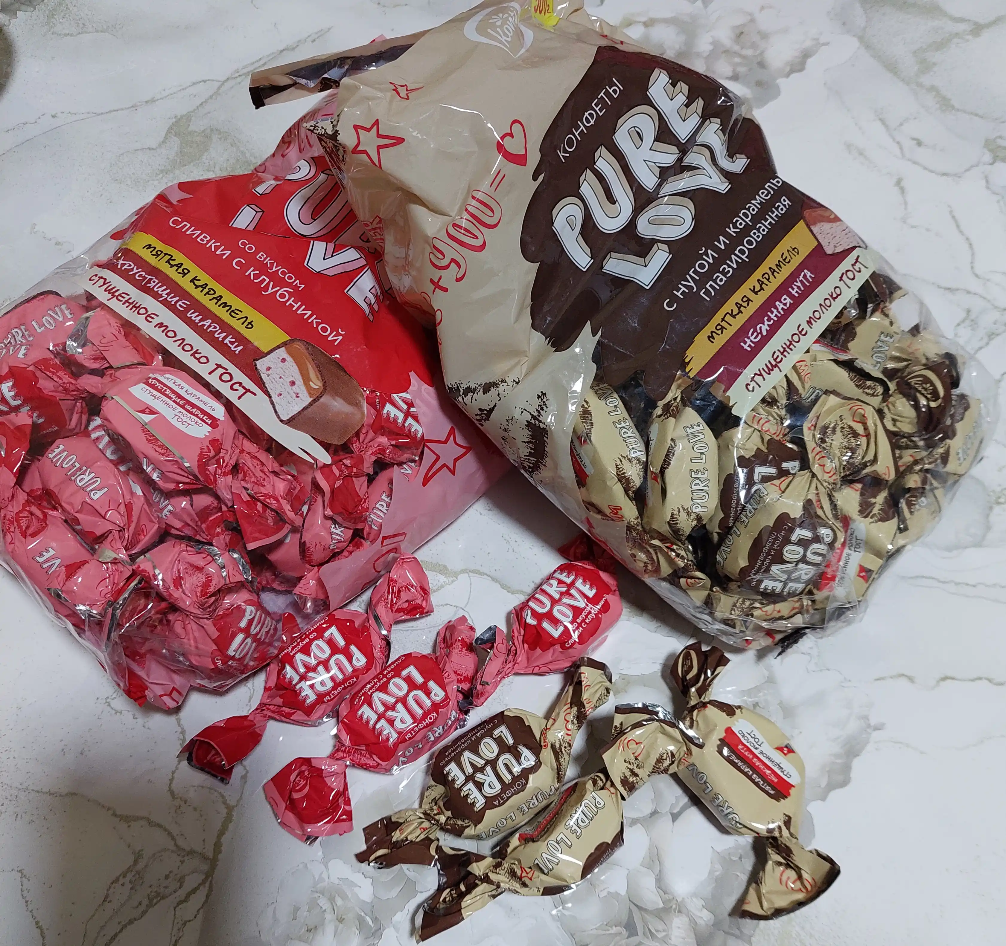 Konti - qulupnayli qaymoq ta’mli Pure love konfetlari, 500 g