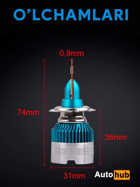 Mi2 LED lampalari, uzoq va yaqin chiroqlar, old, tuman chiroqlari, H1 H4 H7 H11, 2 dona