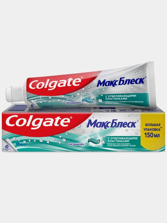 Tish pastasi Colgate Maks Blesk, tishlarni oqartirish uchun kristall yalpiz, 150 ml - 