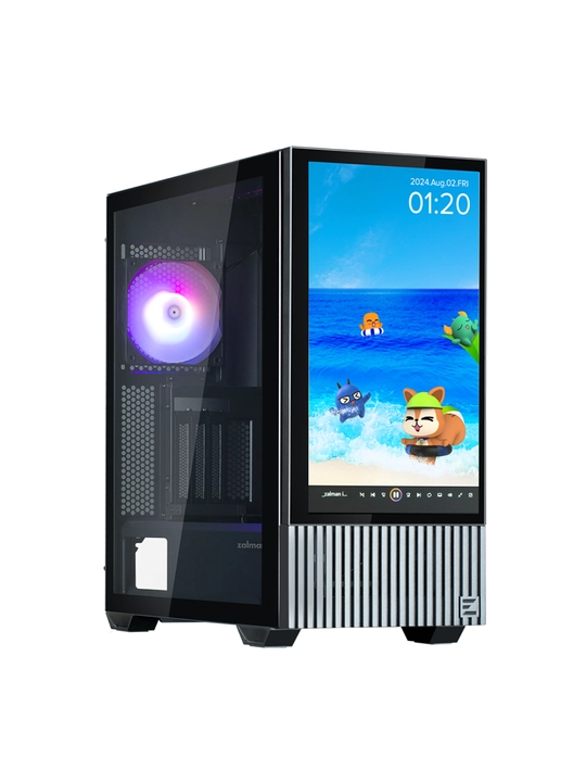 Компьютерный корпус Zalman Z10DS, с экраном, стекло, ARGB подсветка, 3 кулера в комплекте