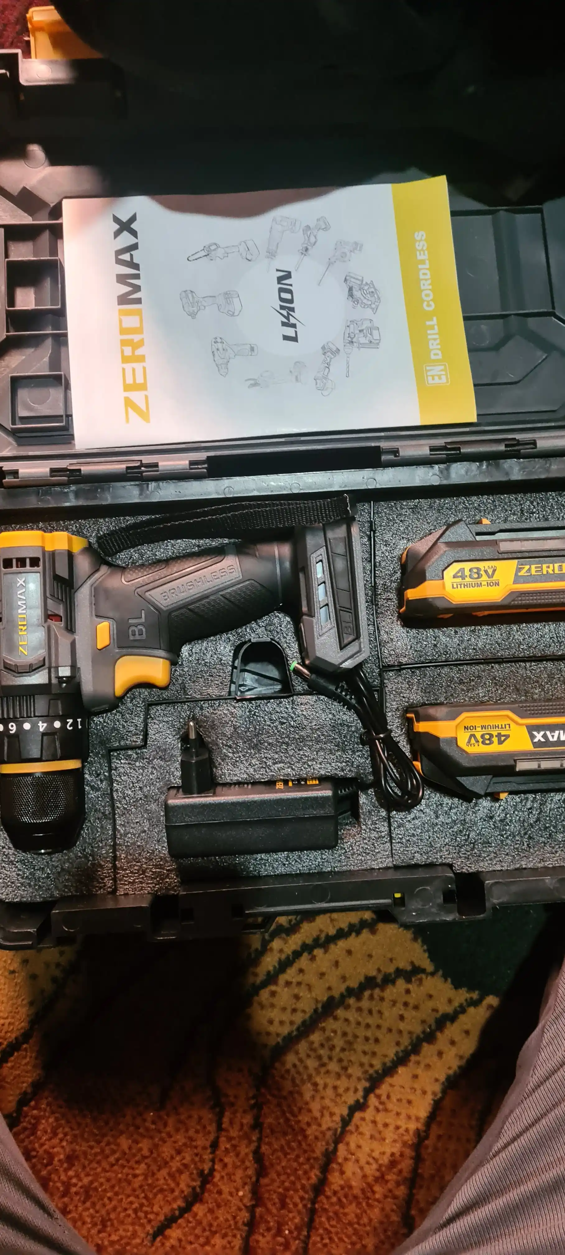 Simsiz shurup buragich ZEROMAX Professional X-Lock buragichi,48V,10 mm,akkumulyatorli
