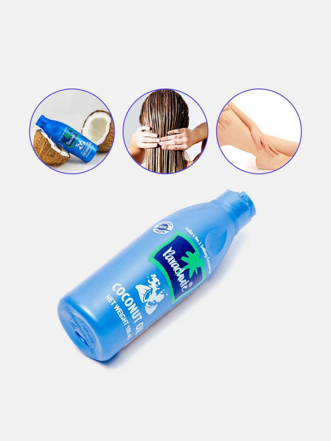 Kokos yog'i Parashyut, badanga, sochga va massaj uchun, Coconut Oil Parashute