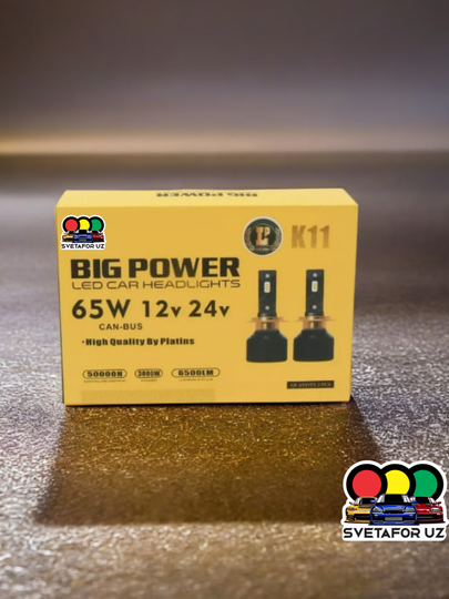 BIGPOWER K11LED ko'p avtomobillar uchun mos,yorug'lik rangi oq,6000K65Vt,suv o'tkazmaydiga