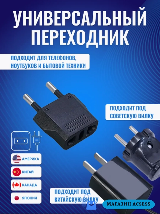 Merkan 16 A, универсальный переходник питания, с китайской вилки на российскую