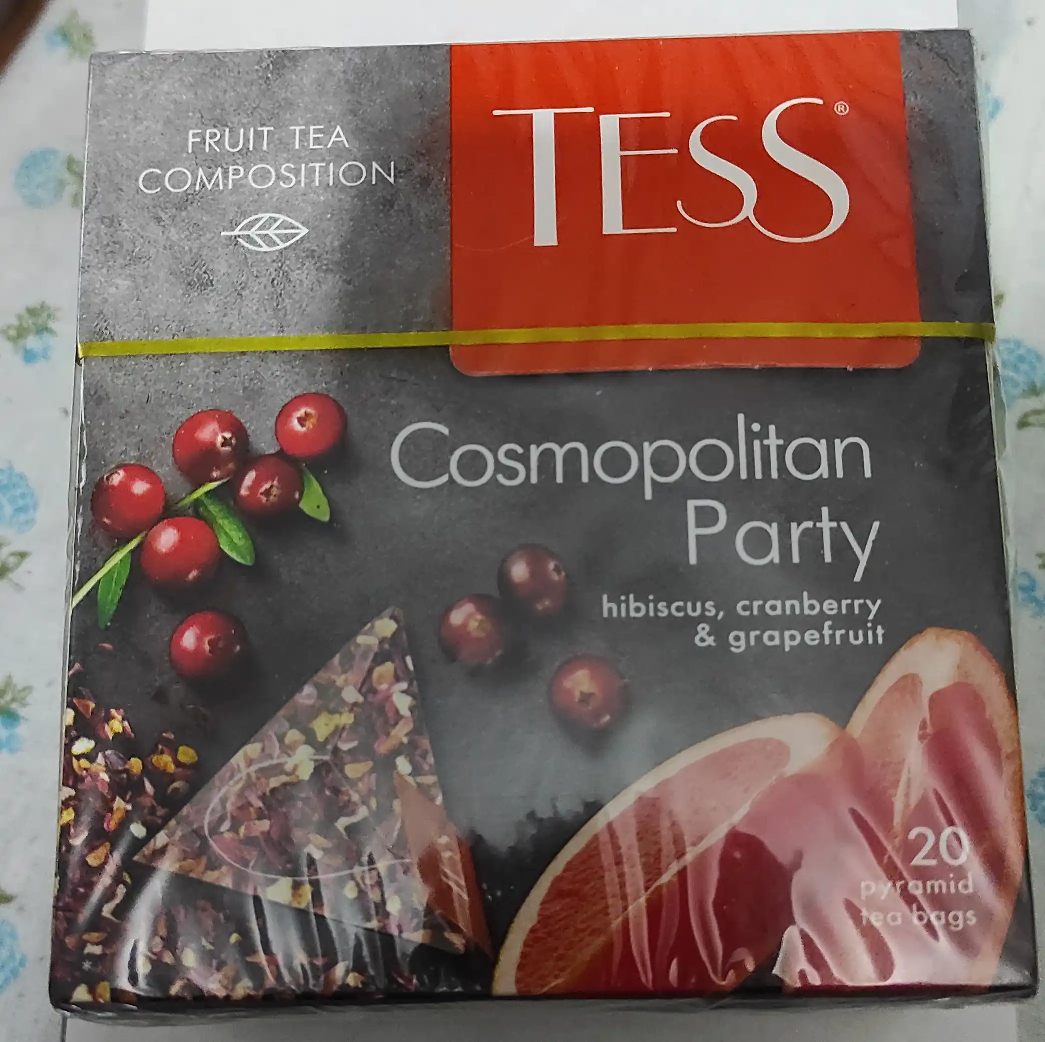 Черный чай TESS Cosmopolitan Party, в пирамидках, 20 * 2 г