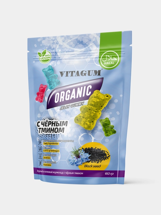 Vitagum Organic Qora Sedana bilan, marmelad Halol - 