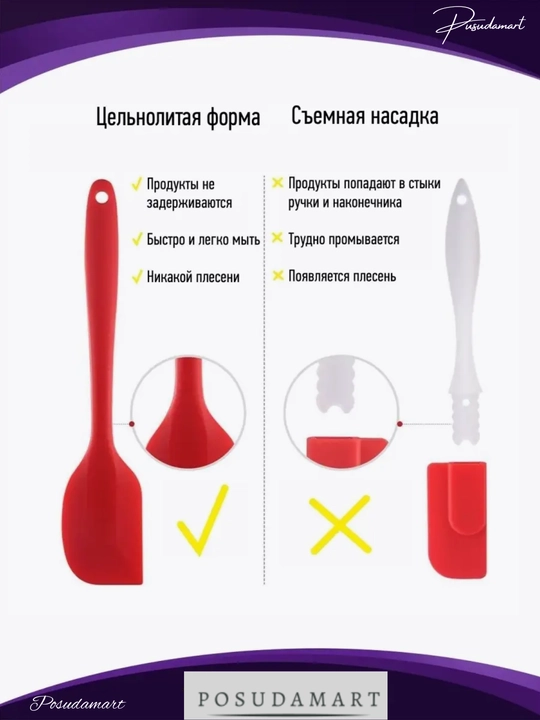 Силиконовая лопатка, кулинарная, для приготовлений Cocha