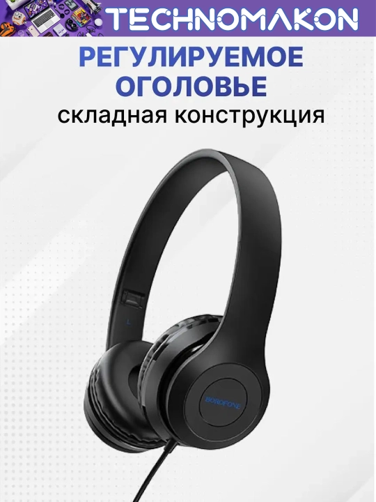 O'yin uchun simlik quloqchin Borofone BO5, mikrofon bilan