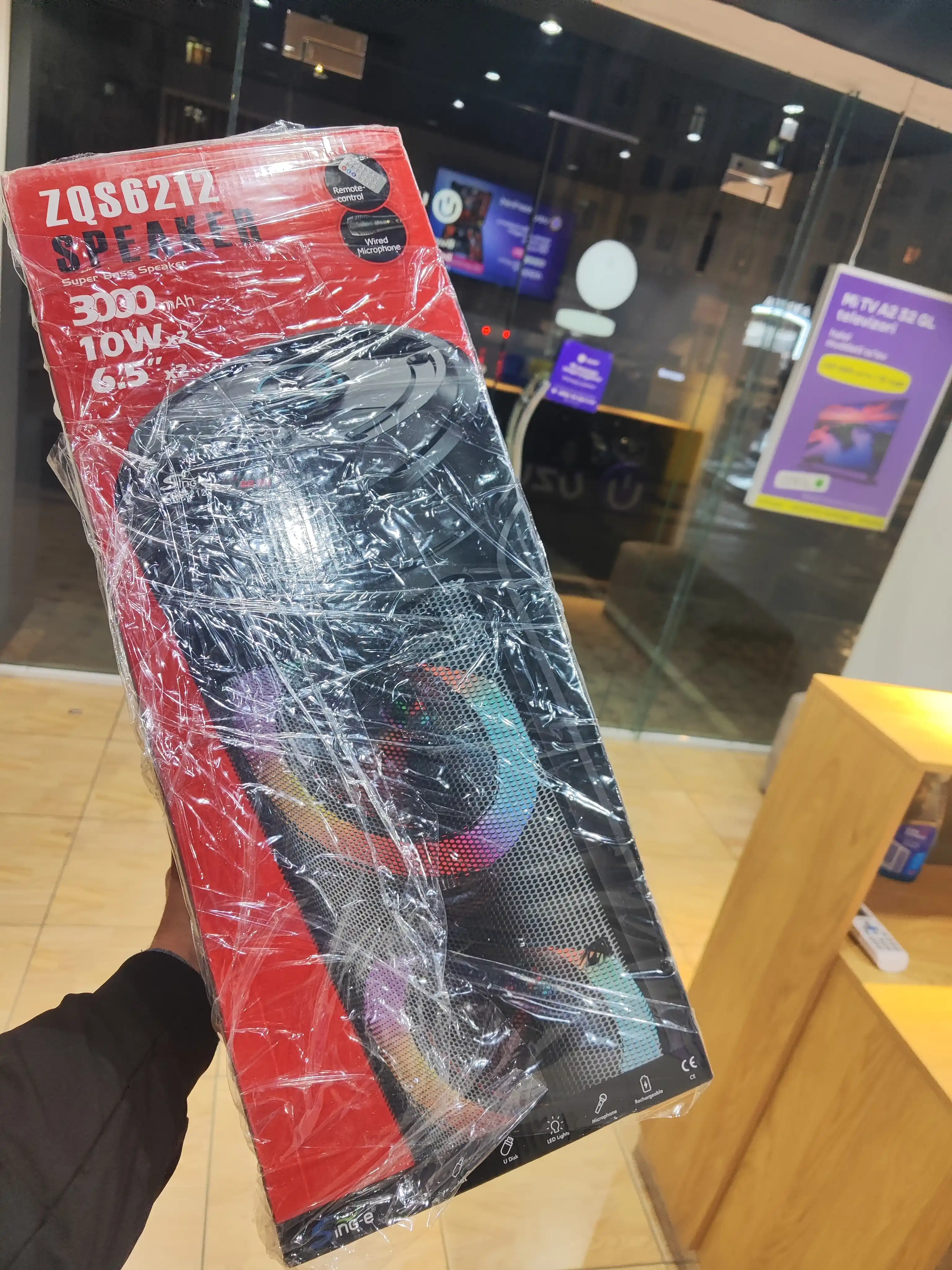 Караоке колонка ZQS6212 Bluetooth, 51 см, с микрофоном, световым эффектом RGB