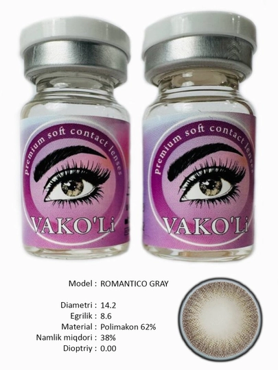 VAKO'Li, Цветные контактные линзы для глаз, 12 месяцев, без диоптрий, для красоты — ЛИНЗЫ-Г-СЕРЕБРН