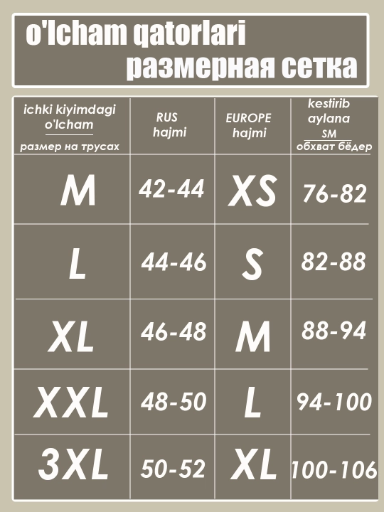 Erkaklar trusiklari, bokserlar, paxta