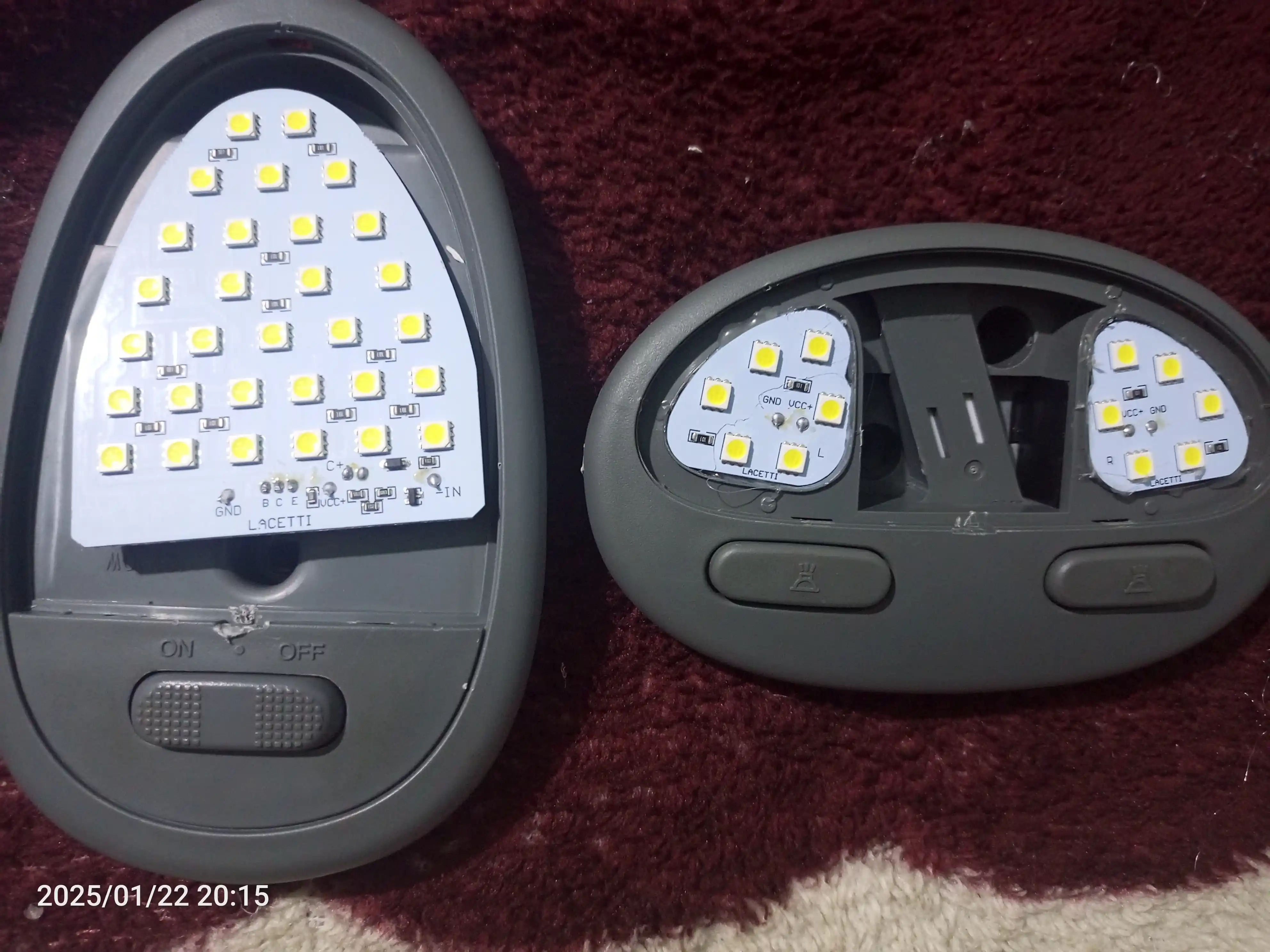 LED lampalar, Chevrolet Lacetti va Gentra avtomobillarining plafonlari uchun
