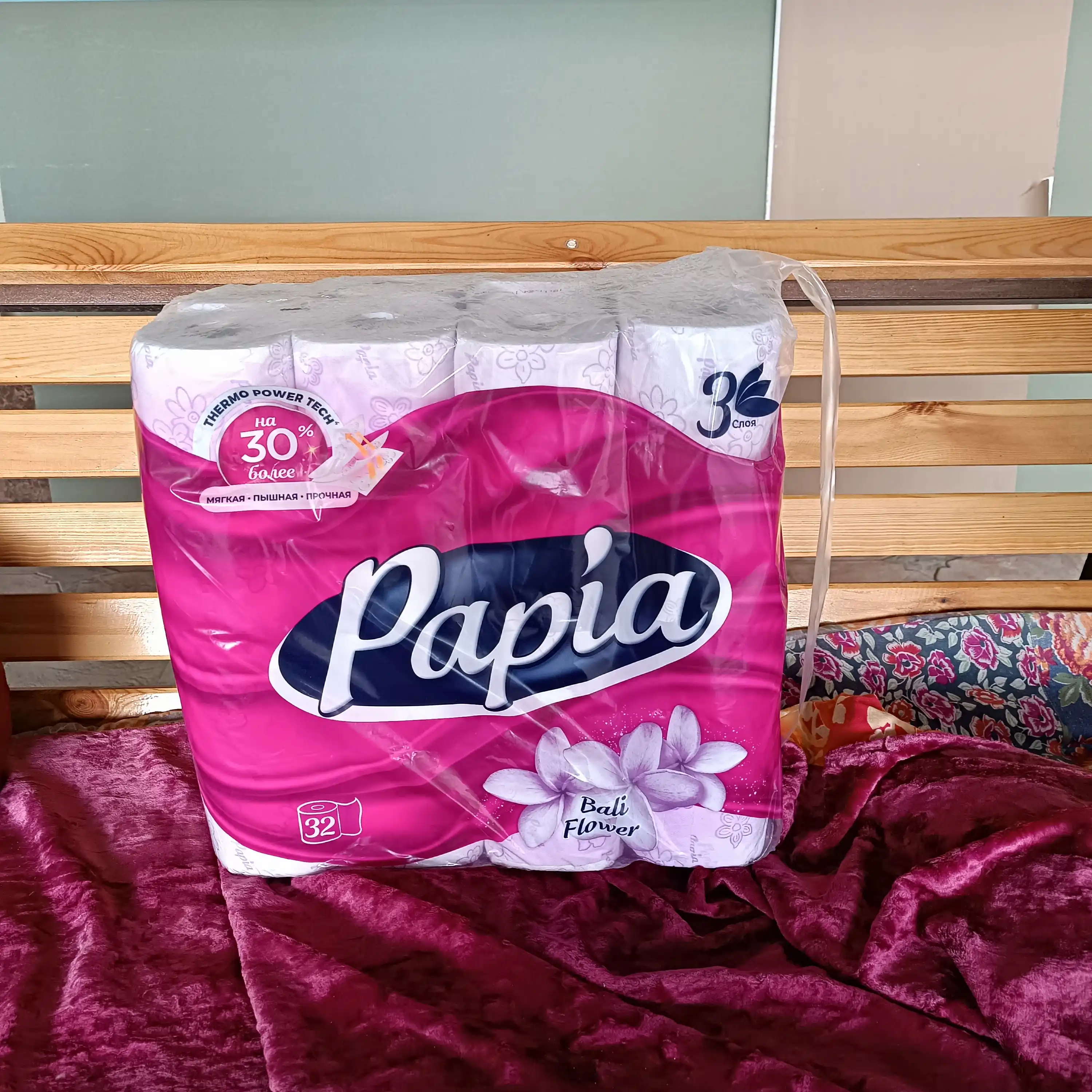 Tualet qog'ozi Papia Bali Flower, 3 qavatli 32 dona
