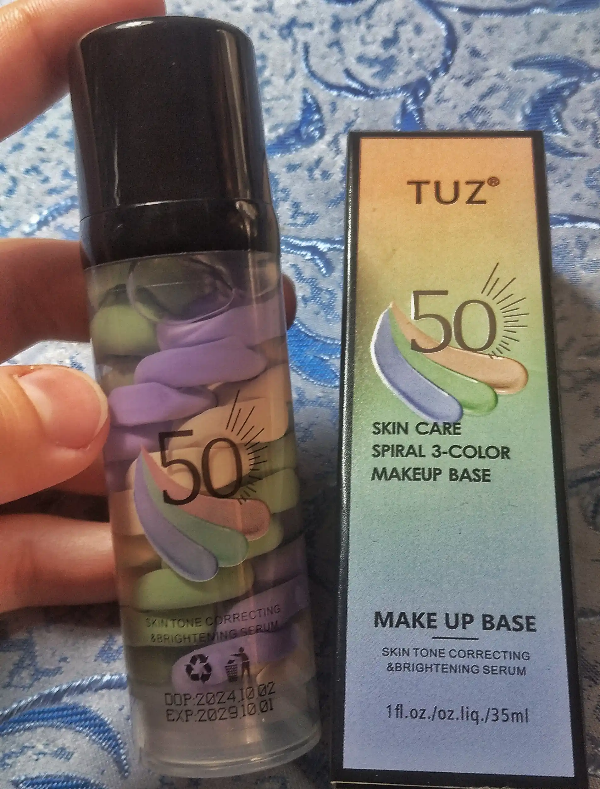 Uch rangli makiyaj uchun TUZ 50 bazasi, yuz praymeri, yuz bo'yanish bazasi, 35 ml