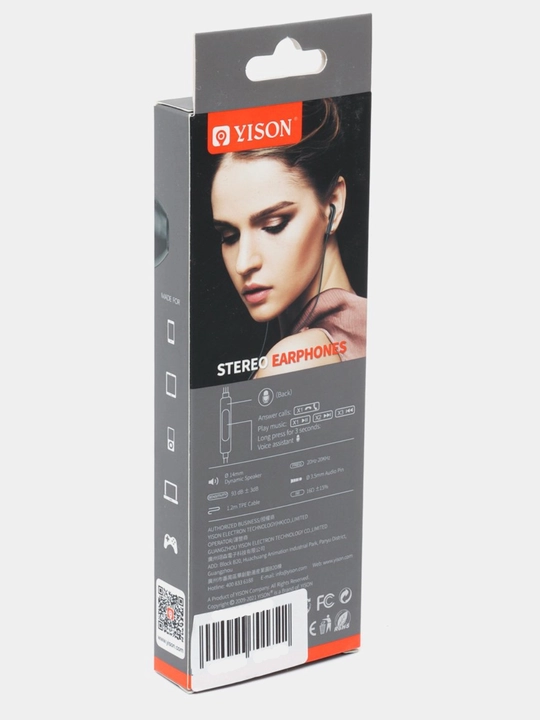 Simli quloqchinlar Yison X1, Yison X4  Stereo MUSIC EARPHONES, mikrofoni bilan, 3.5 mm