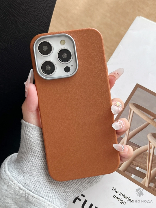 Чехол с кожаной текстурой для iPhone 11, 12, 13, 14, 15, 16 Plus, Mini, Pro, Pro Max