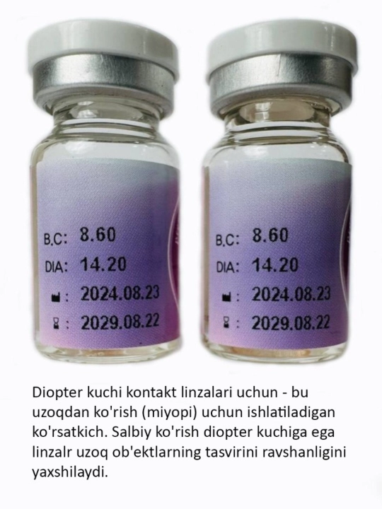 VAKO'Li ko'z kontakt linzalari (shaffof), 12 oy, 2 ta linzalar, CLEAR