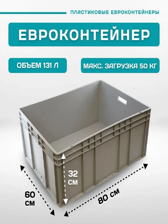 Saqlash qutisi EC-8632, 800x600x320 mm, mustahkamlangan taglik bilan - 