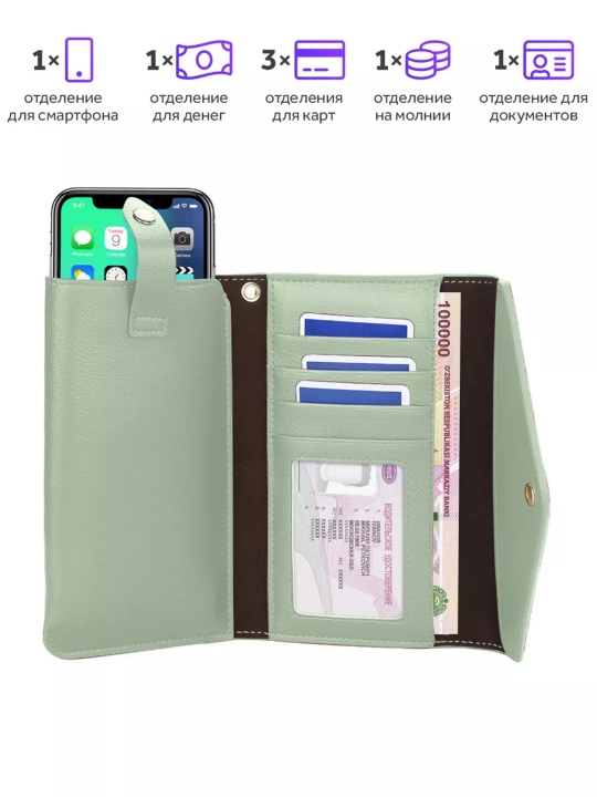 Ayollar hamyoni kartalar va pul uchun, smartfon bo'limi bilan Baellerry Bella Style 8616