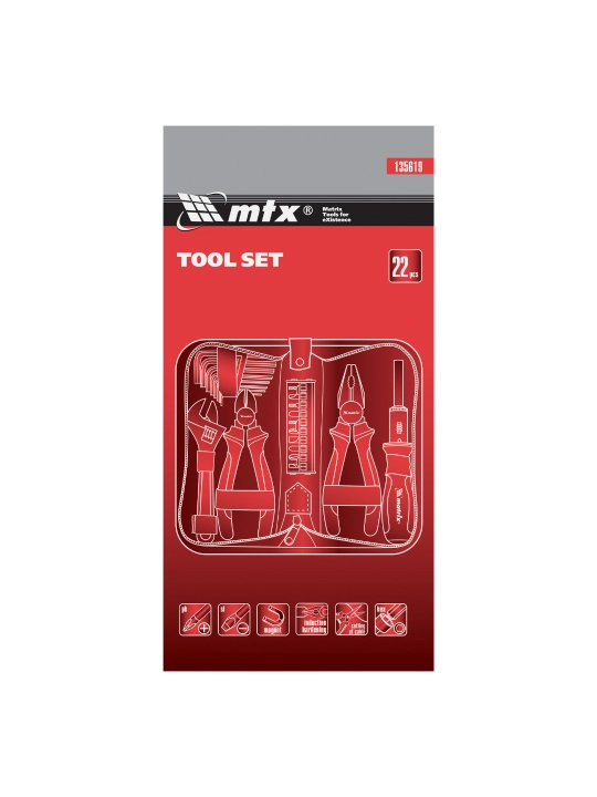 Набор инструментов MTX, слесарно-монтажный, 22 предмета, 135619