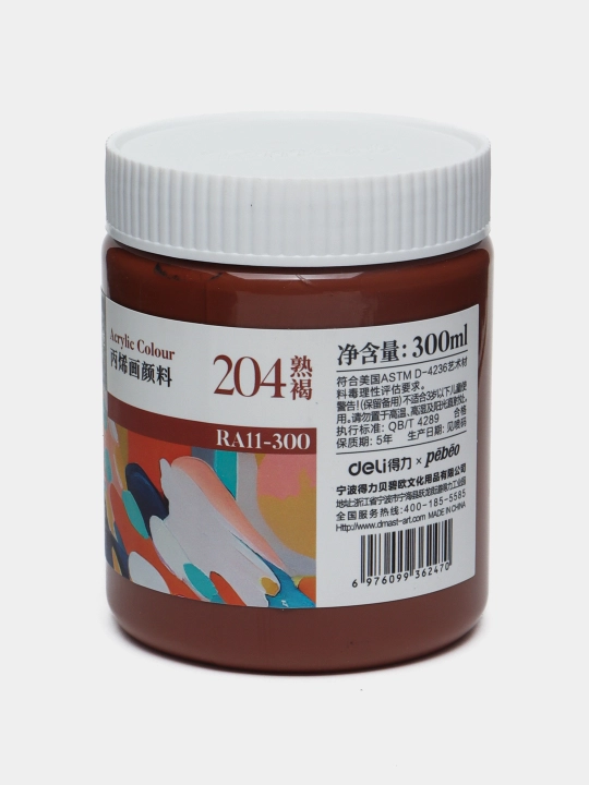 Bankadagi akril bo'yog'i Dmast Deli RA11-300-204 Ripe Brown, 300 ml - 