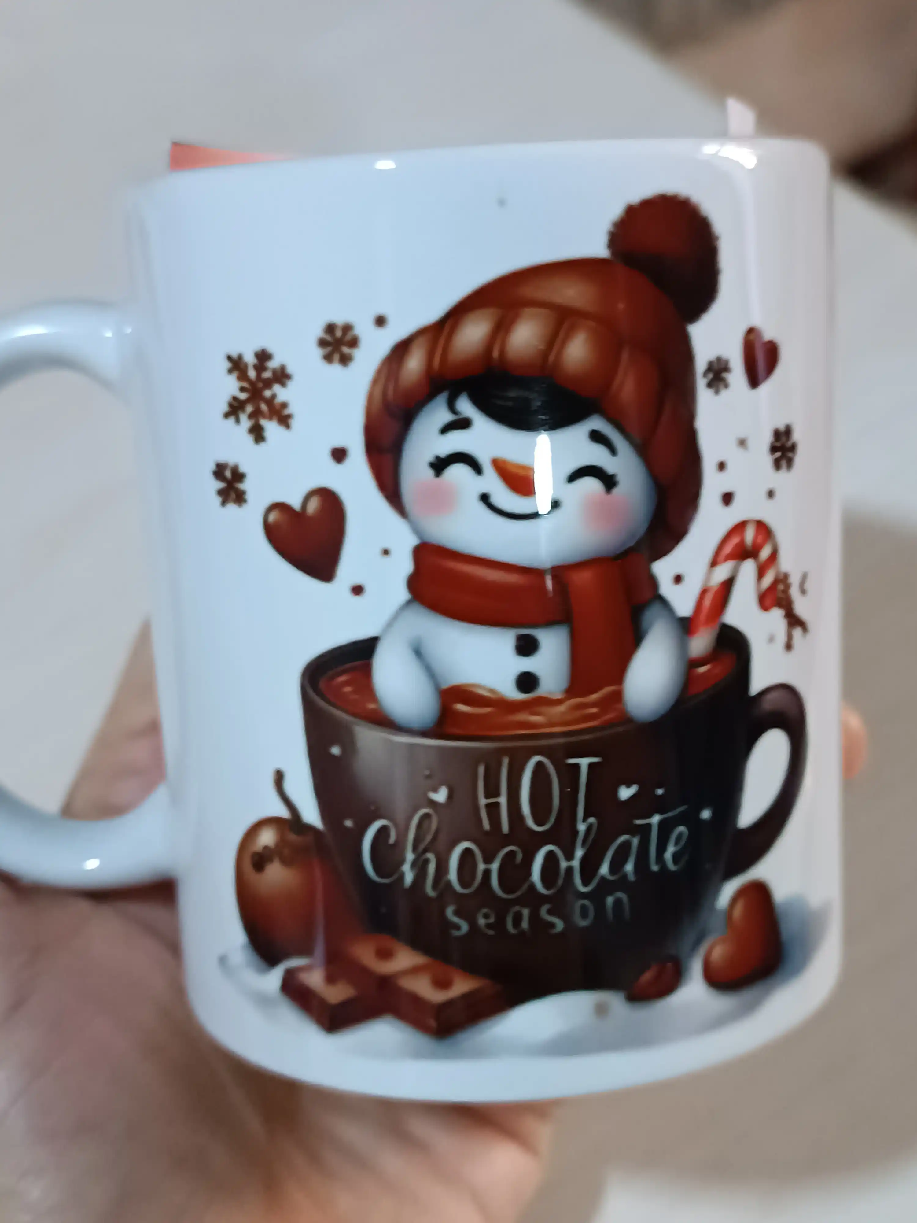 Bosma krujkalar, qish fasli printlari bilan sovg'a uchun, choy va kofe uchun