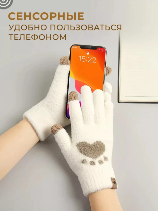 Перчатки, флисовые, для женщин и девочек, черная кожа, с управлением с телефона