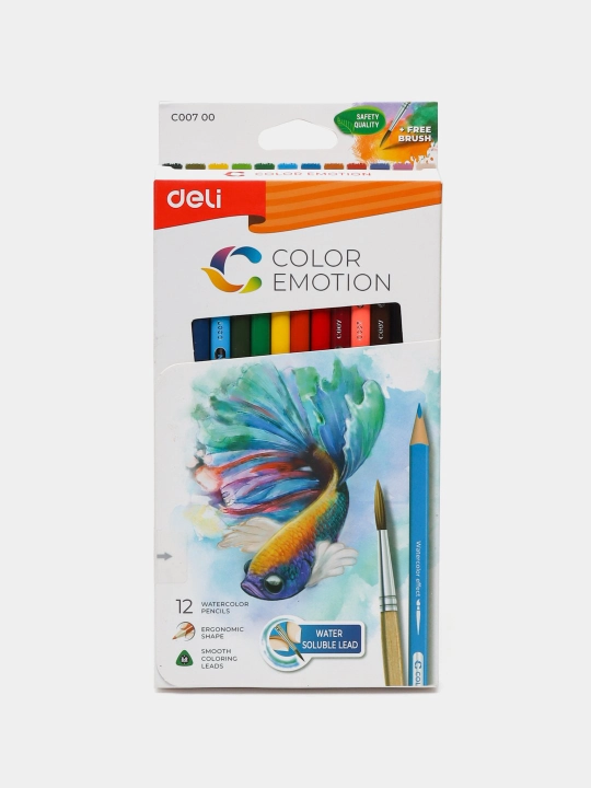 Chizish va bo'yash uchun akvarel rangli qalamlari, Deli, EC007, 12, 24, 36 rang