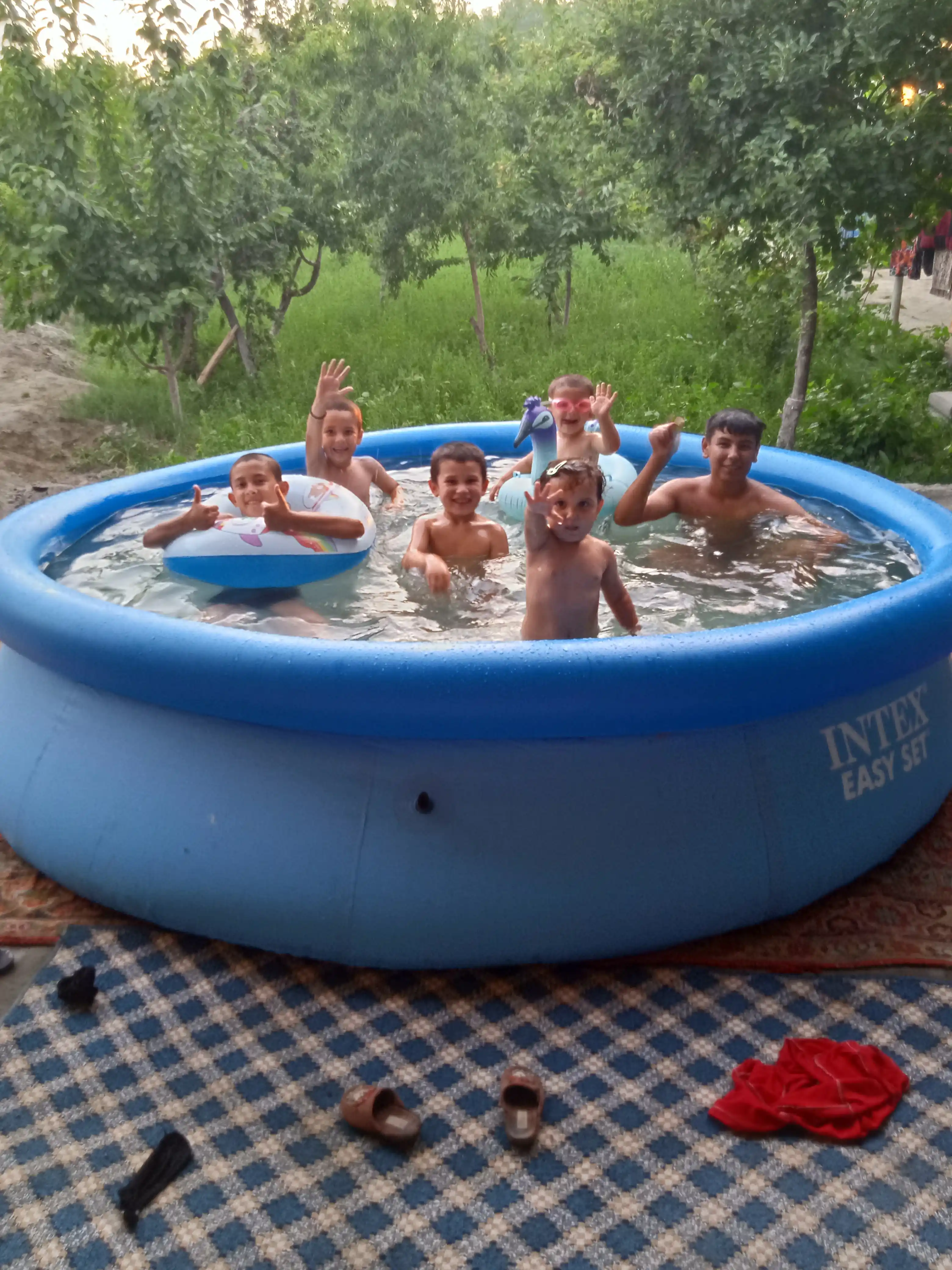 Надувной бассейн Easy Set, 305x76 см, 3853 литра, в комплекте: очки, клей и насос в подарок