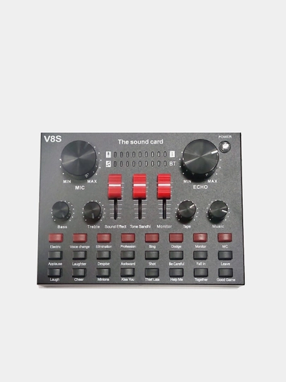 External sound card, mixing console "V8-s" 12 sound effects, for streaming, podcast