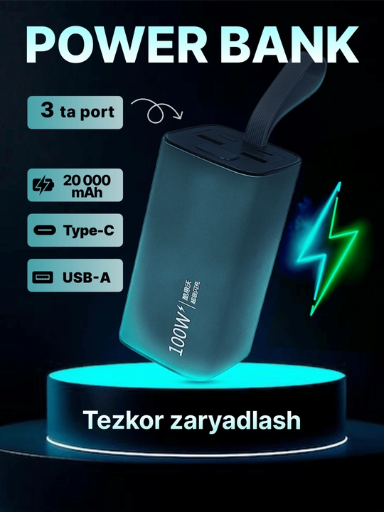 Powerbank 20 000 мАч, внешний аккумулятор с быстрой зарядкой Super Fast Charging K20Pro - 