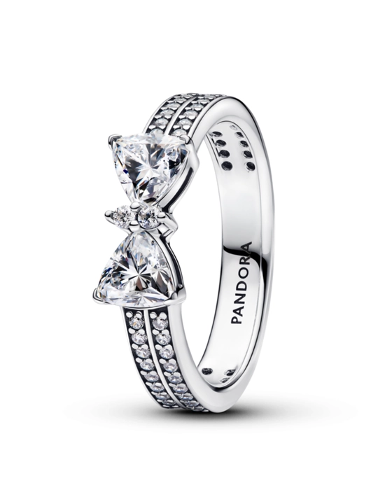 Pandora Sparkling Bow uzugi, ikki qatorli, 925 kumush, fianitli 193552C01