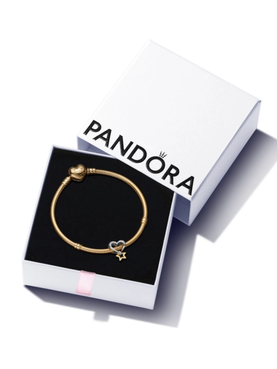 Шарм Pandora «Сердце и звезда» серебро 925 с позолотой 14К 763513C00