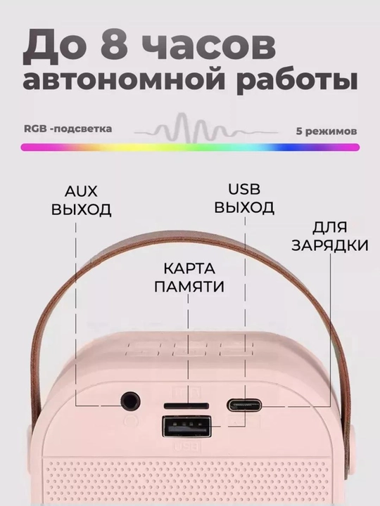 Караоке колонка для детей с 2 беспроводными микрофонами, портативная Bluetooth