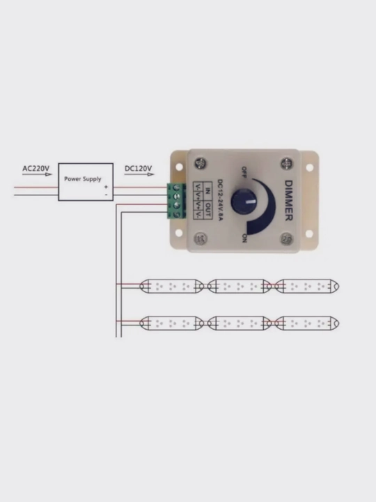 Dimmer CDM08AESB 8A 96W 12V vintli klemmalar bilan, LED DC 12-24V