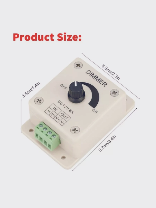 Dimmer CDM08AESB 8A 96W 12V vintli klemmalar bilan, LED DC 12-24V
