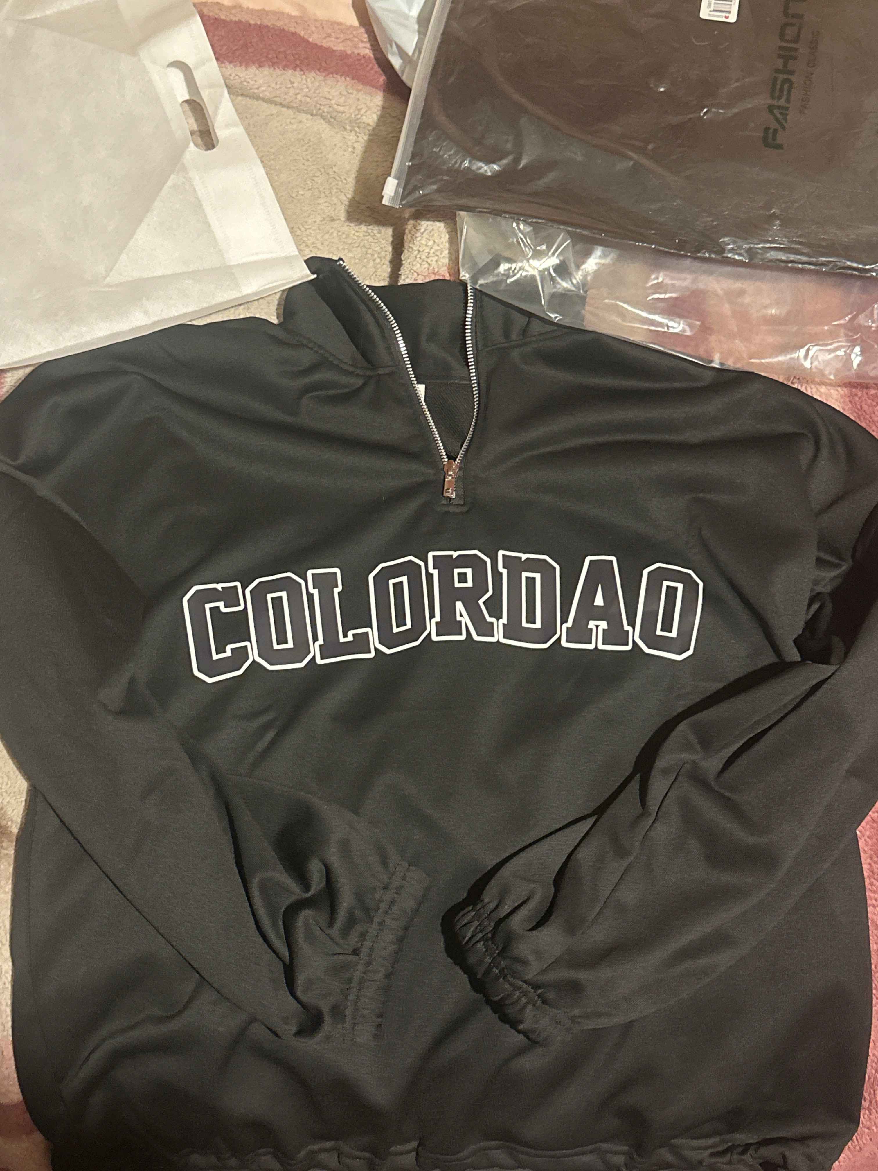 Свитшот худи полузамок мужской, оверсайз, с надписью "COLORADO"