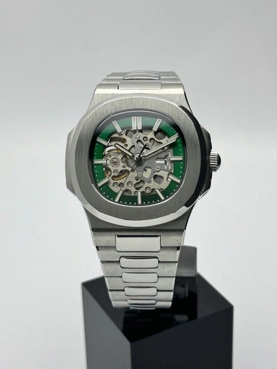 Мужские механические часы Patek Philippe, автоподзавод, в подарочной упаковке — WATCH11-280W004-ЗЕЛЕН