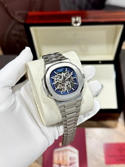 Мужские механические часы Patek Philippe, автоподзавод, в подарочной упаковке — WATCH11-280W004-ИНДИГО
