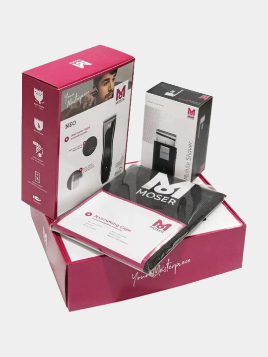 Moser набор для стрижки Neo Clipper, Mobile Shaver, машинка, шейвер и пеньюар - 3 в 1 - 