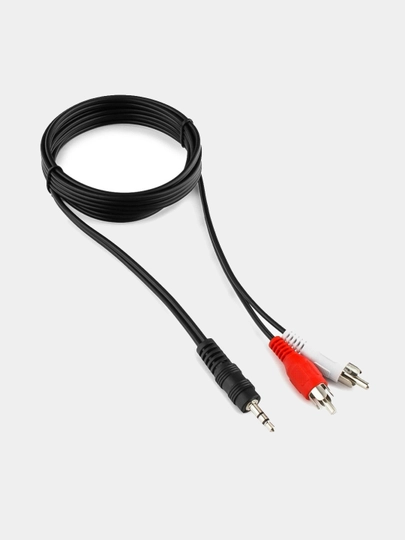 Аудио кабель AUX Jack 3.5 mm m-2xRCA тюльпан m 1.5 м, для любой аудиотехники
