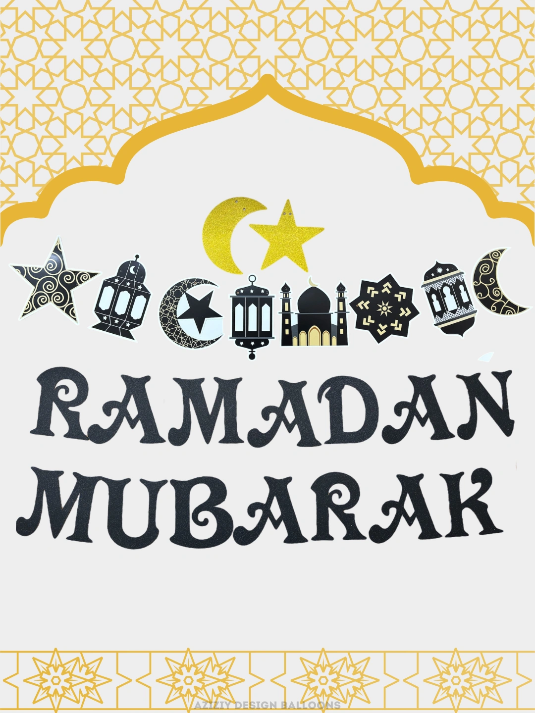 Ramazon Rasm Ro'za oyi uchun RAMAZON MUBORAK kartonli girlyanda, RAMADAN MUBARAK ...