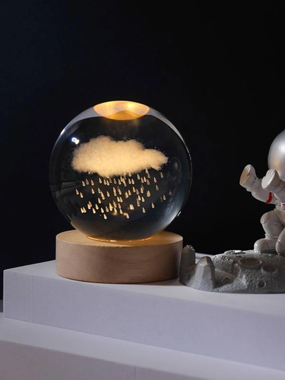 Хрустальный шар-ночник 3D, антистресс, настольный стеклянный светильник для подарок, 6 см — JIVOTNI-LAMPA-ХАКИ