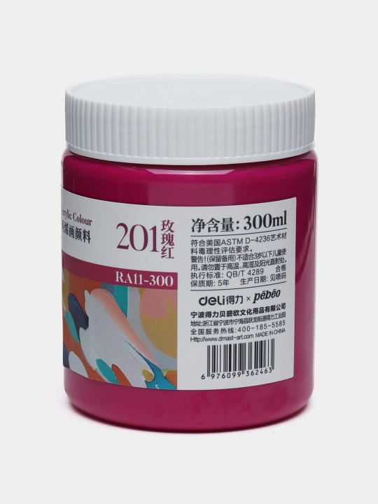 Краска акриловая в банке Dmast Deli RA11-300-201 Rose Red, 300 мл