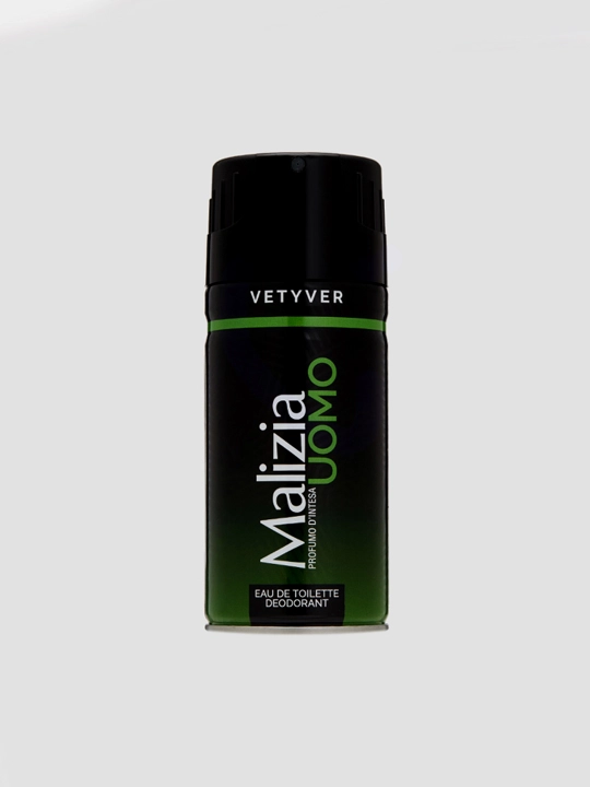 Parfyumlangan dezodorant Malizia Uomo EDT Deo Spray Vetyver, erkaklar uchun, 150 ml