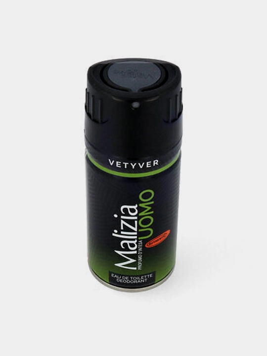 Parfyumlangan dezodorant Malizia Uomo EDT Deo Spray Vetyver, erkaklar uchun, 150 ml
